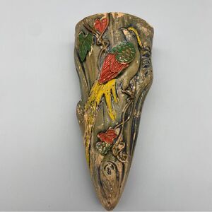 Vintage Japan Tokanabe Ceramic Bird Wall Hanging Plaque Pocket Art Deco